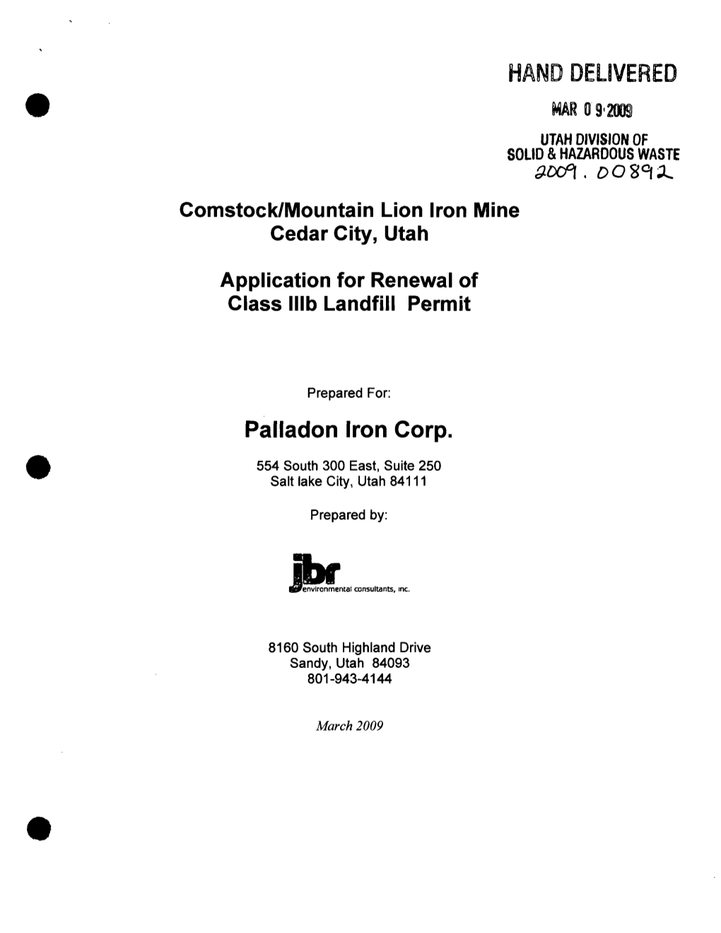 Permit Application March 2009 La General Inforniation