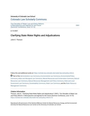 Clarifying State Water Rights and Adjudications