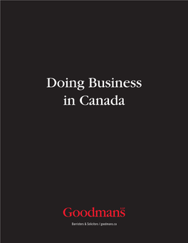 Doing Business in Canada 2017