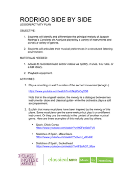 Rodrigo Side by Side Lesson/Activity Plan