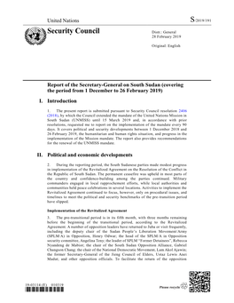Secretary-General's Report on South Sudan