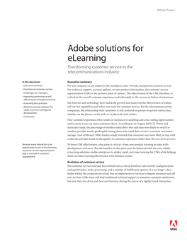 Adobe Solutions for Elearning Transforming Customer Service in the Telecommunications Industry