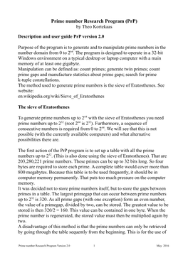 Prime Number Research Program (Prp) by Theo Kortekaas