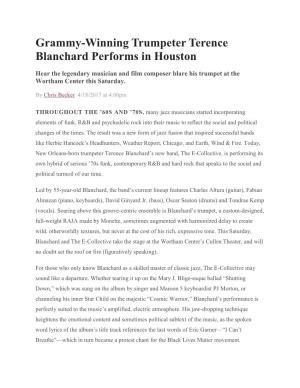 Grammy-Winning Trumpeter Terence Blanchard Performs in Houston