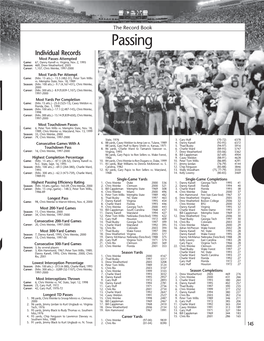 Passing Individual Records Most Passes Attempted Game: 67, Danny Kanell Vs