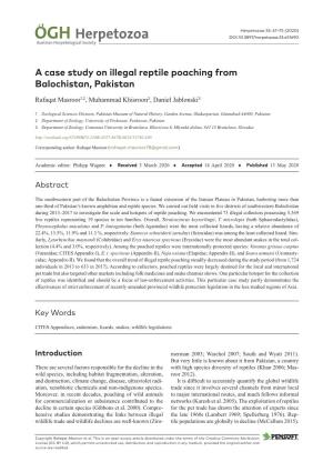 A Case Study on Illegal Reptile Poaching from Balochistan, Pakistan