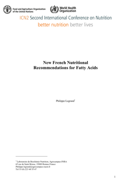 New French Nutritional Recommendations for Fatty Acids