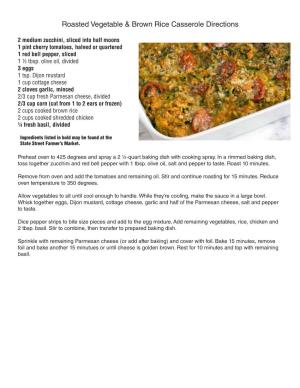 Roasted Vegetable & Brown Rice Casserole Directions
