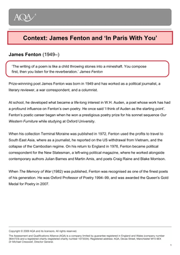 James Fenton and ‘In Paris with You’