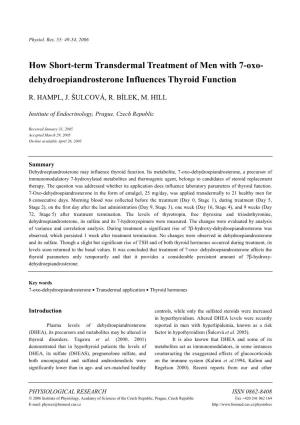 Dehydroepiandrosterone Influences Thyroid Function