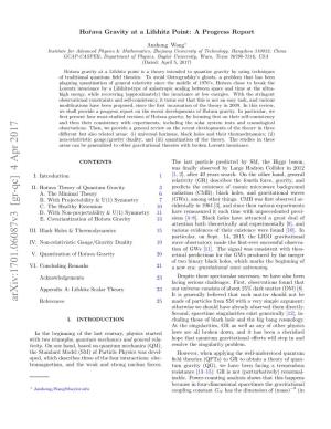 Ho\V {R} Ava Gravity at a Lifshitz Point: a Progress Report