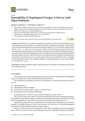 Separability of Topological Groups: a Survey with Open Problems