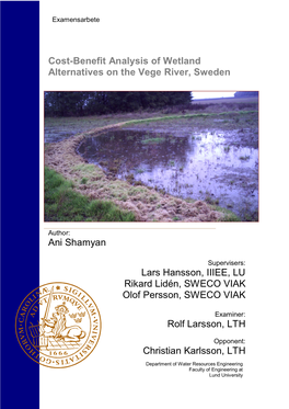 Cost-Benefit Analysis of Wetland Alternatives on the Vege River, Sweden Ani Shamyan Lars Hansson, IIIEE, LU Rikard Lidén, SWECO