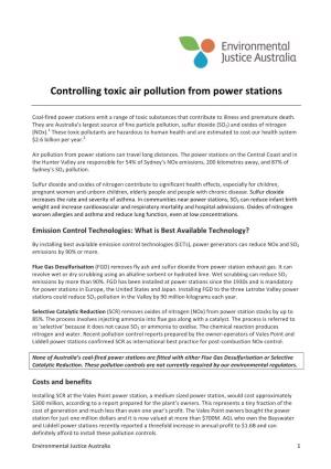 Controlling Toxic Air Pollution from Power Stations