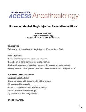 Ultrasound Guided Single Injection Femoral Nerve Block