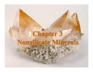 Chapter 3 Nonsilicate Minerals the 8 Most Common Elements in the Continental Crust Elements That Comprise Most Minerals Classification of Minerals