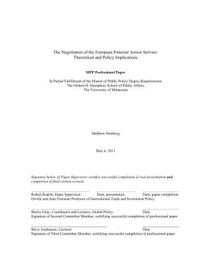 The Negotiation of the European External Action Service: Theoretical and Policy Implications