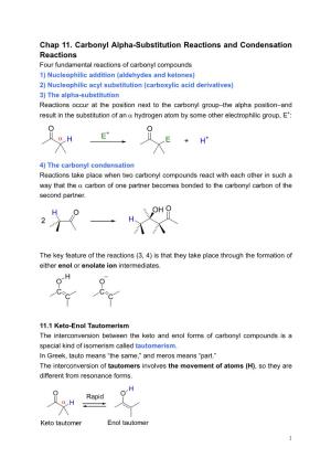 Chap 11. Carbonyl Alpha-Substitution Reactions and Condensation Reactions