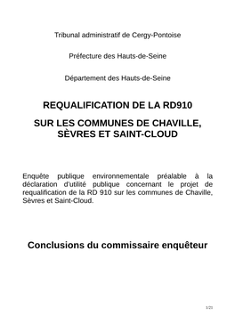 Requalification De La Rd910 Sur Les Communes De Chaville, Sèvres Et Saint-Cloud