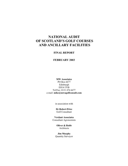 National Audit of Scotlands Golf Courses