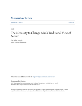 The Necessity to Change Man's Traditional View of Nature, 48 Neb