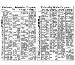 Wednesday Television Programs Wednesday Radio Programs