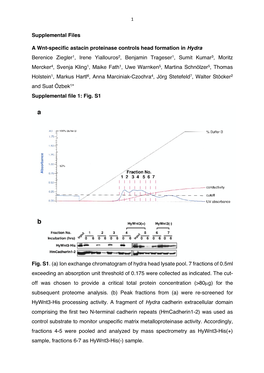 Supplemental Files a Wnt-Specific Astacin Proteinase Controls Head Formation in Hydra Berenice Ziegler1, Irene Yiallouros2, Benj