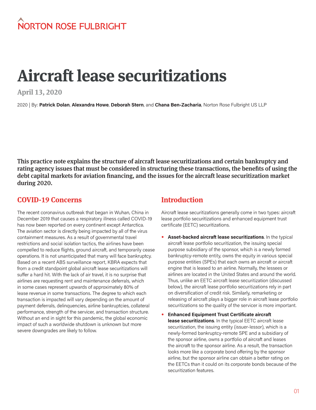 Aircraft Lease Securitizations April 13, 2020