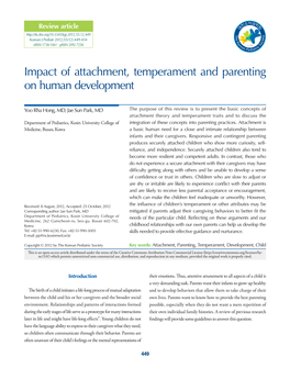 Impact of Attachment, Temperament and Parenting on Human Development