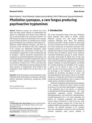 Pholiotina Cyanopus, a Rare Fungus Producing Psychoactive Tryptamines