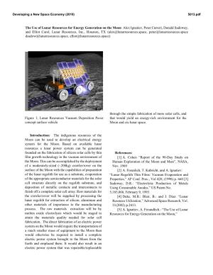 The Use of Lunar Resources for Energy Generation on the Moon