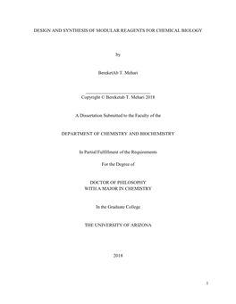 Design and Synthesis of Modular Reagents for Chemical Biology