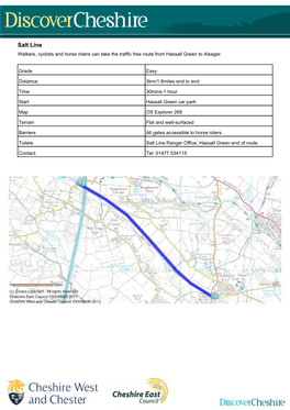 Salt Line Walkers, Cyclists and Horse Riders Can Take the Traffic Free Route from Hassall Green to Alsager