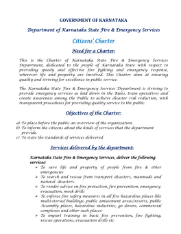 GOVERNMENT of KARNATAKA Citizens' Charter