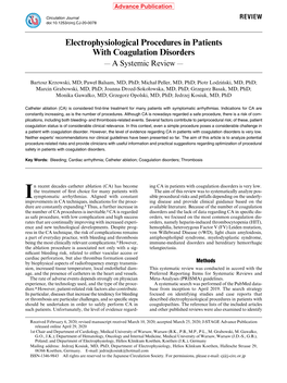 Electrophysiological Procedures in Patients with Coagulation Disorders ― a Systemic Review ―