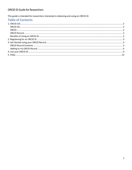 ORCID Id Guide for Researchers