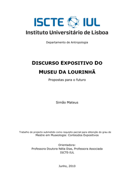 Discurso Expositivo Do Museu Da Lourinhã