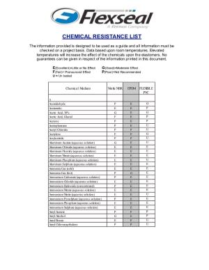 Chemical Resistance List