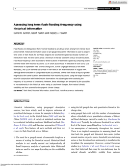 Assessing Long Term Flash Flooding Frequency Using Historical Information