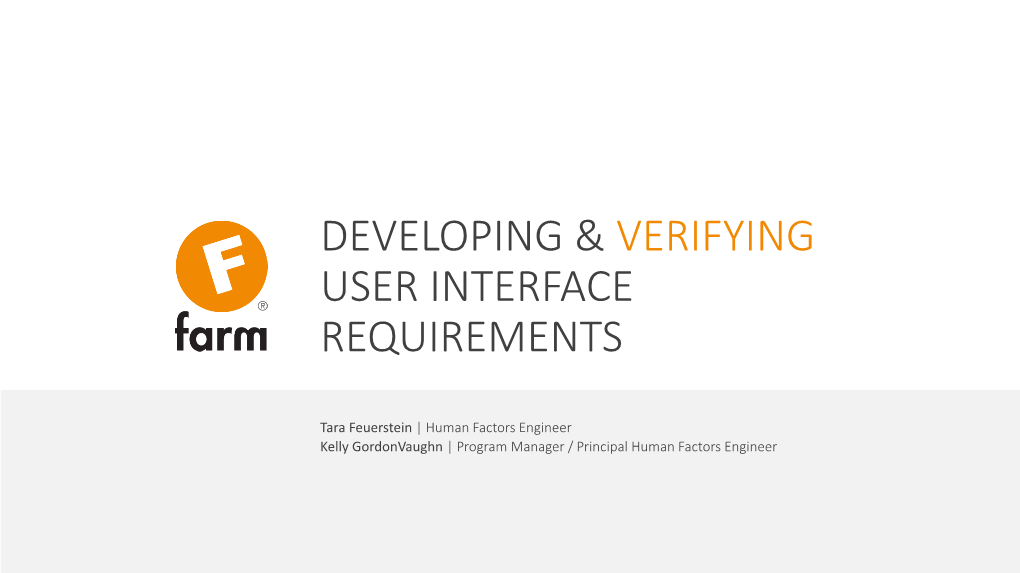 Developing & Verifying User Interface Requirements