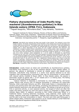 Fishery Characteristics of Indo-Pacific King Mackerel (Scomberomorus