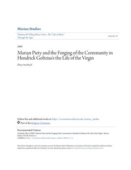 Marian Piety and the Forging of the Community in Hendrick Goltzius's the Life of the Virgin Elissa Auerbach