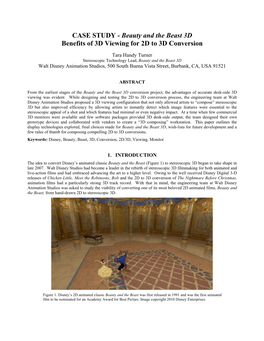 CASE STUDY - Beauty and the Beast 3D Benefits of 3D Viewing for 2D to 3D Conversion