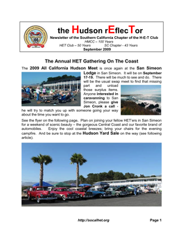 The Hudson Reflector Newsletter of the Southern California Chapter of the H-E-T Club HMCC – 100 Years HET Club – 50 Years SC Chapter - 43 Years September 2009