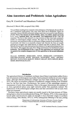 Ainu Ancestors and Prehistoric Asian Agriculture