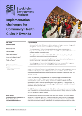 Implementation Challenges for Community Health Clubs in Rwanda