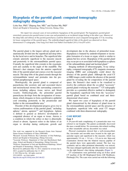 Hypoplasia of the Parotid Gland: Computed Tomography Sialography Diagnosis