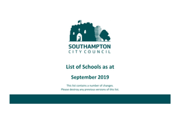 Schools List 2019-20
