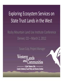 Exploring Ecosystem Services on State Trust Lands in the West