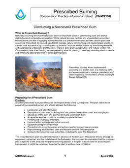 Conducting a Successful Prescribed Burn